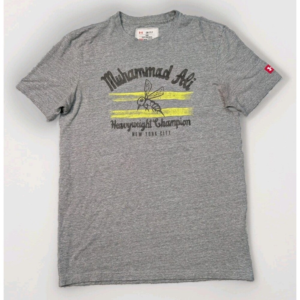 Under Armour Roots of Fight Mens Small Gray Muhammad Ali Boxing Bee T-shirt